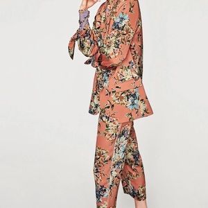 Zara Satin Floral Pants